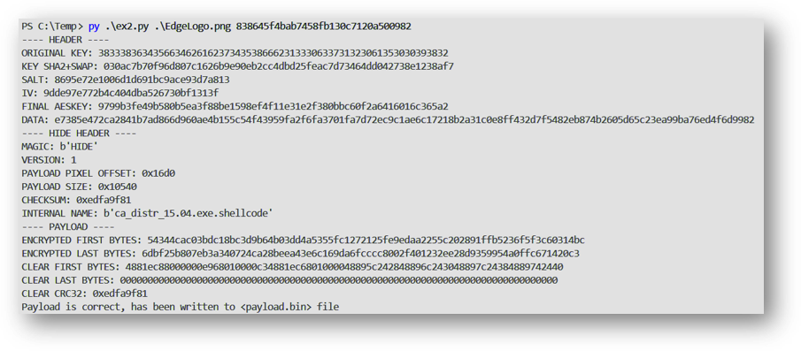 Script decrypting payload result